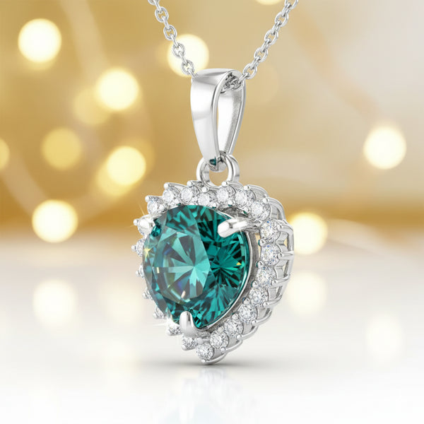4.85 ct DEW Blue Moissanite Pendant in Gold Vermeil Certified for Holiday Jewelry