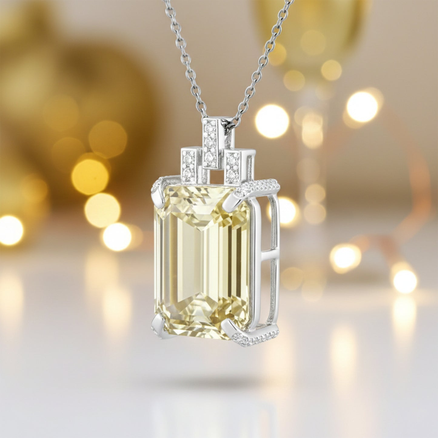 20 ct DEW Certified Champagne Moissanite Pendant Gold Vermeil Anniversary Gift