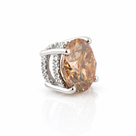 5.20 Ct Champagne Moissanite Pendant In Vermeil 925 Silver with Accents for Her Gift
