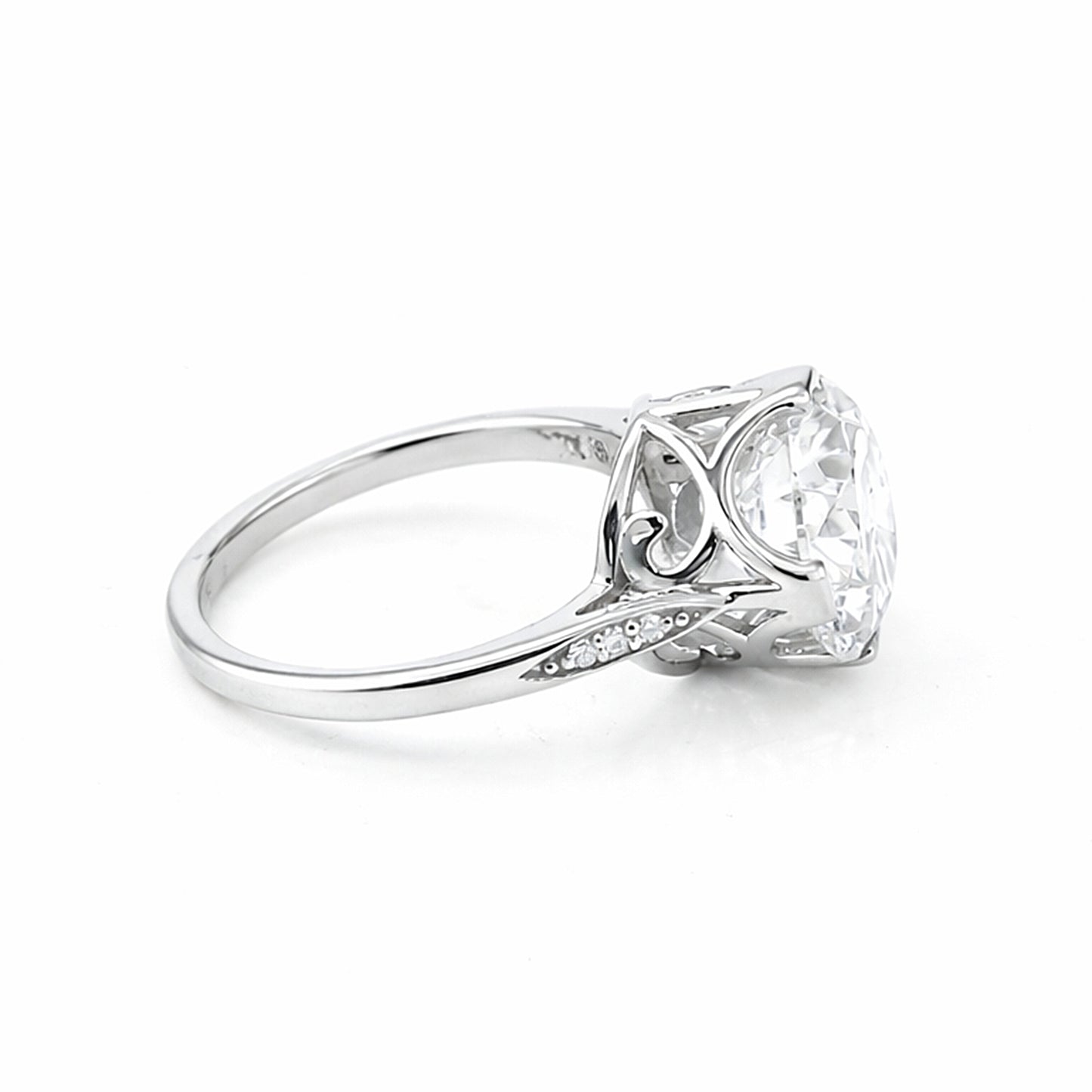 6.70 Certified Round Cut White Moissanite Solitaire Ring In Gold Vermeil