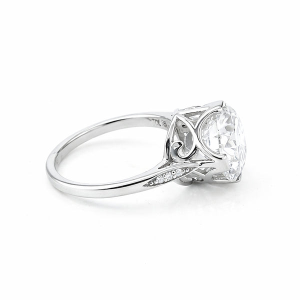 6.70 Certified Round Cut White Moissanite Solitaire Ring In Gold Vermeil