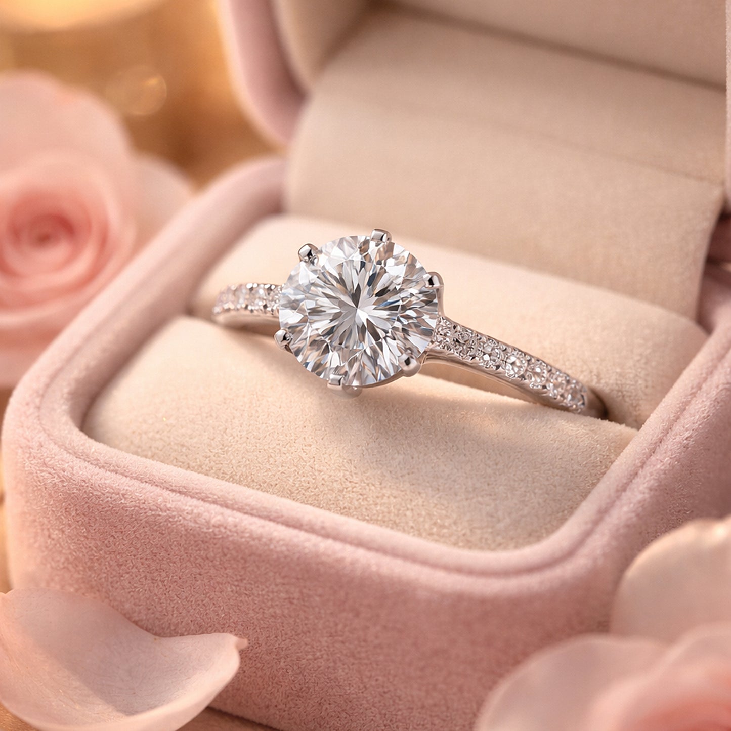 6.00 ct DEW White Moissanite Ring – Thoughtful Labor Day Gift for Her 18K Gold Plated V 18K Gold Plated