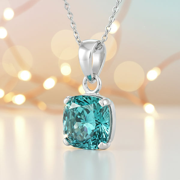 5.50 ct DEW Certified Blue Moissanite Solitaire Pendant in Gold Vermeil Gift