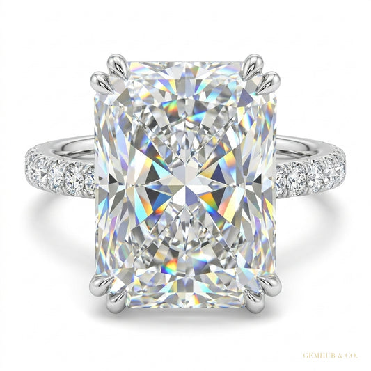 4 ct DEW Certified Cushion Cut White Soliatire Moissanite Ring 18K Gold Plated – white background main image