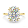 5.05 ct DEW Oval Cut Off White Treated Moissanite Ring in – Certified 18K Gold Plated V 18K Gold Plated – white background main image