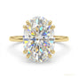 5.05 ct DEW Oval Cut Off White Treated Moissanite Ring in – Certified 18K Gold Plated V 18K Gold Plated