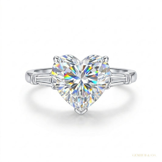 5.10 ct DEW Heart Cut Off White Treated Moissanite Solitaire Ring in 18K Gold Plated Ve 18K Gold Plated – white background main image
