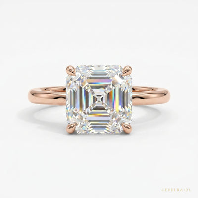5.20 ct DEW Asscher Cut Moissanite Ring Wedding Gift for Wife Anniversary 18K Gold Plat 18K Gold Plated