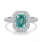 5.20 ct DEW Blue Moissanite Radiant Ring – Wedding or Birthday Gift 18K Gold Plated Ver 18K Gold Plated