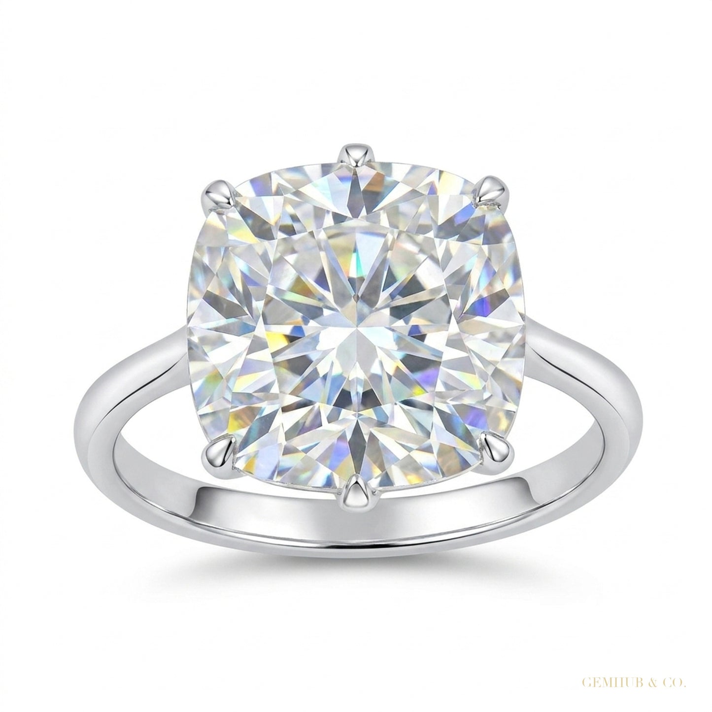 5.45 ct DEW Certified White Moissanite Solitaire Ring – Gift Jewelry in 18K Gold Plated – white background main image