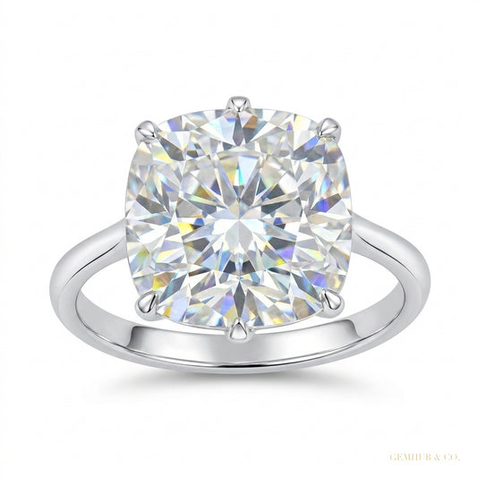 5.45 ct DEW Certified White Moissanite Solitaire Ring – Gift Jewelry in 18K Gold Plated – white background main image