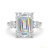 5.70 ct DEW Emerald Cut Off White Moissanite Ring Birthday Gift Wife 18K Gold Plated Ve 18K Gold Plated – white background main image
