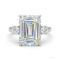 5.70 ct DEW Emerald Cut Off White Moissanite Ring Birthday Gift Wife 18K Gold Plated Ve 18K Gold Plated