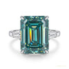 5.85 ct DEW Emerald Cut Blue Moissanite Ring In With Certificate 18K Gold Plated Vermei 18K Gold Plated – white background main image