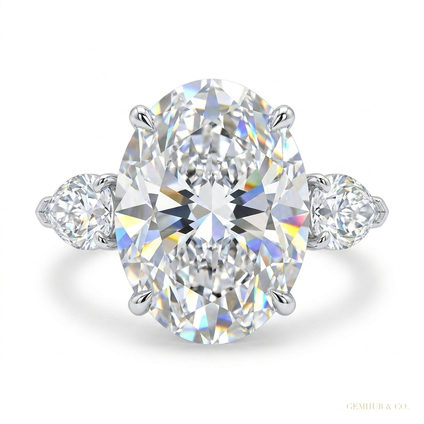 5.90 ct DEW Certified White Moissanite Solitaire Ring – Anniversary Gift for Women 18K 18K Gold Plated – white background main image