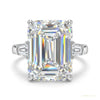 5.90 ct DEW Emerald Cut Certified White Solitaire Moissanite Ring For Mother 18K Gold P 18K Gold Plated – white background main image