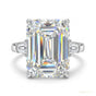 5.90 ct DEW Emerald Cut Certified White Solitaire Moissanite Ring For Mother 18K Gold P 18K Gold Plated