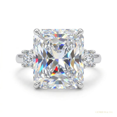 5 ct DEW Certified Radiant Cut White Moissanite Ring For Women 18K Gold Plated