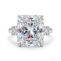 5 ct DEW Certified Radiant Cut White Moissanite Ring For Women 18K Gold Plated