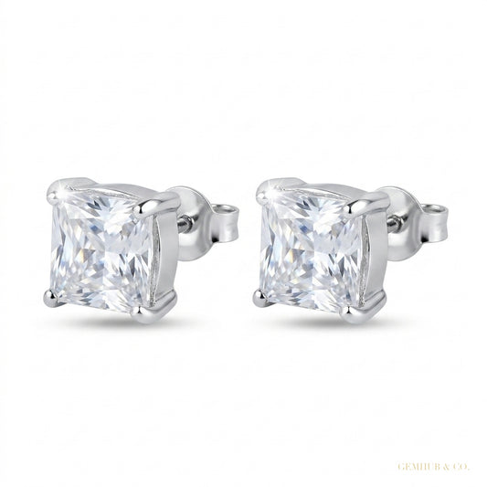 5.00 ct DEW White Moissanite Solitaire Studs In Gold Vermeil For Birthday – white background main image