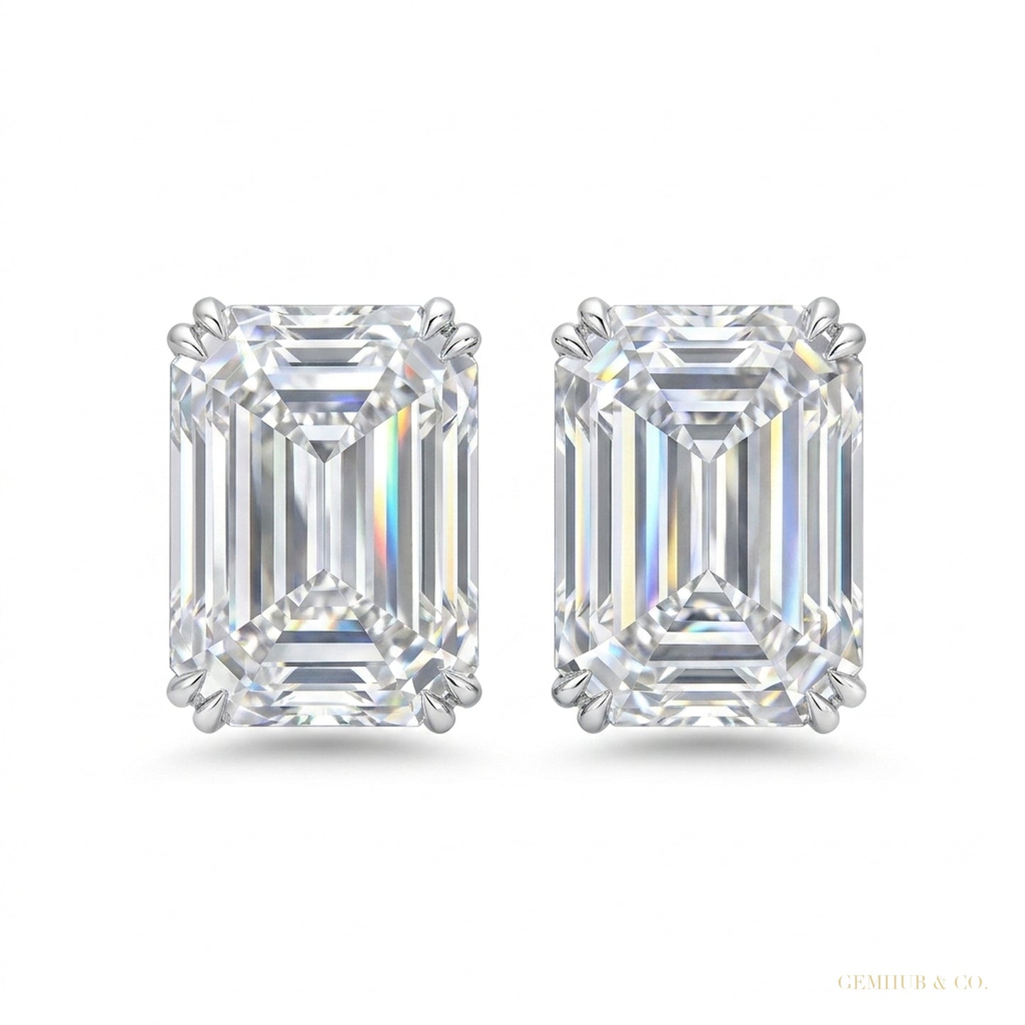 5.00 ct DEW White Moissanite Solitaire Studs In Gold Vermeil For Girls – white background main image