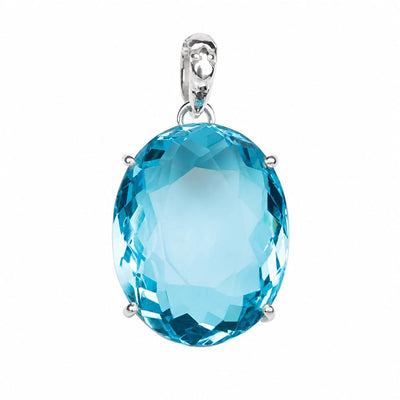 135 ct Natural Blue Topaz Oval Pendant in 925 Sterling Silver