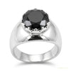 5.20 ct DEW Certified Round Cut Black Moissanite Gold Vermeil Ring For Engagement – white background main image