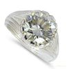 5.30 ct DEW Certified Round Cut White Moissanite Solitaire Ring Gold Vermeil – white background main image