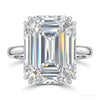 5.30 ct DEW Emerald Cut Certified White Moissanite Soliatire Gold Vermeil Ring – white background main image