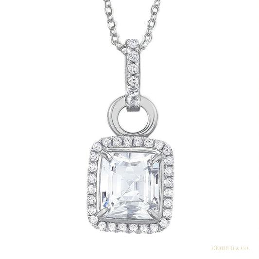 Moissanite 5.40 ct DEW Certified Moisanite Pendant Accents Back to School Jewelry Gold Vermeil – white background main image