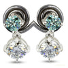 5.50 ct DEW Certified Blue & White Moissanite Round Cut Earrings In Gold Vermeil – white background main image
