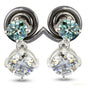 5.50 ct DEW Certified Blue & White Moissanite Round Cut Earrings In Gold Vermeil