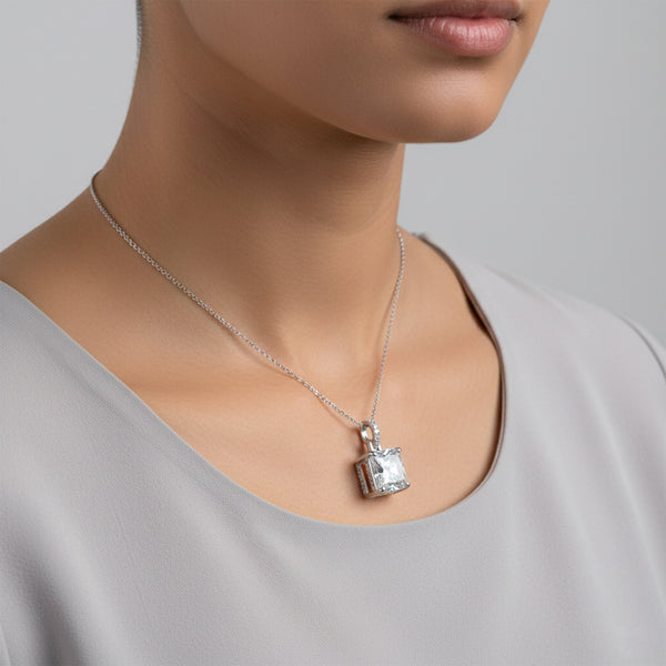 12.50 Ct EGL Certified Moissanite Pendant in Gold Vermeil – Back to School Gift