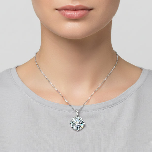 4.20 Ct Certified Moissanite Pendant in Gold Vermeil Ideal Christmas Gift