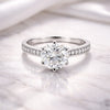 3.20 ct DEW Certified Round Cut White Moissanite Solitaire Ring 18K Gold Plated
