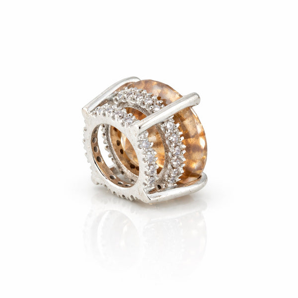 5.20 ct DEW Champagne Moissanite Pendant In Vermeil 925 Silver with Accents for Her Gift
