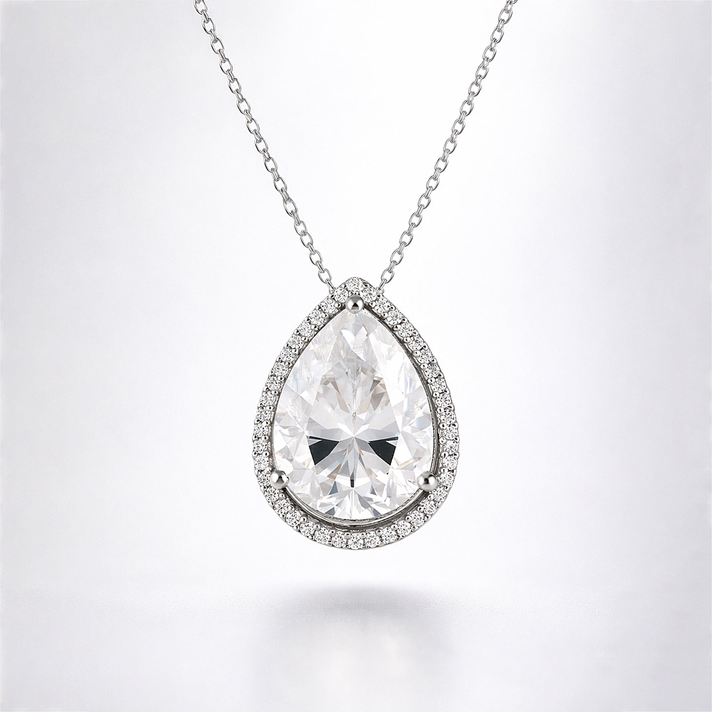 25.50 ct DEW Certified White Moissanite Pendant in 925 Silver – Anniversary Gift