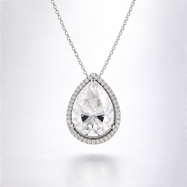 25.50 ct DEW Certified White Moissanite Pendant in 925 Silver – Anniversary Gift
