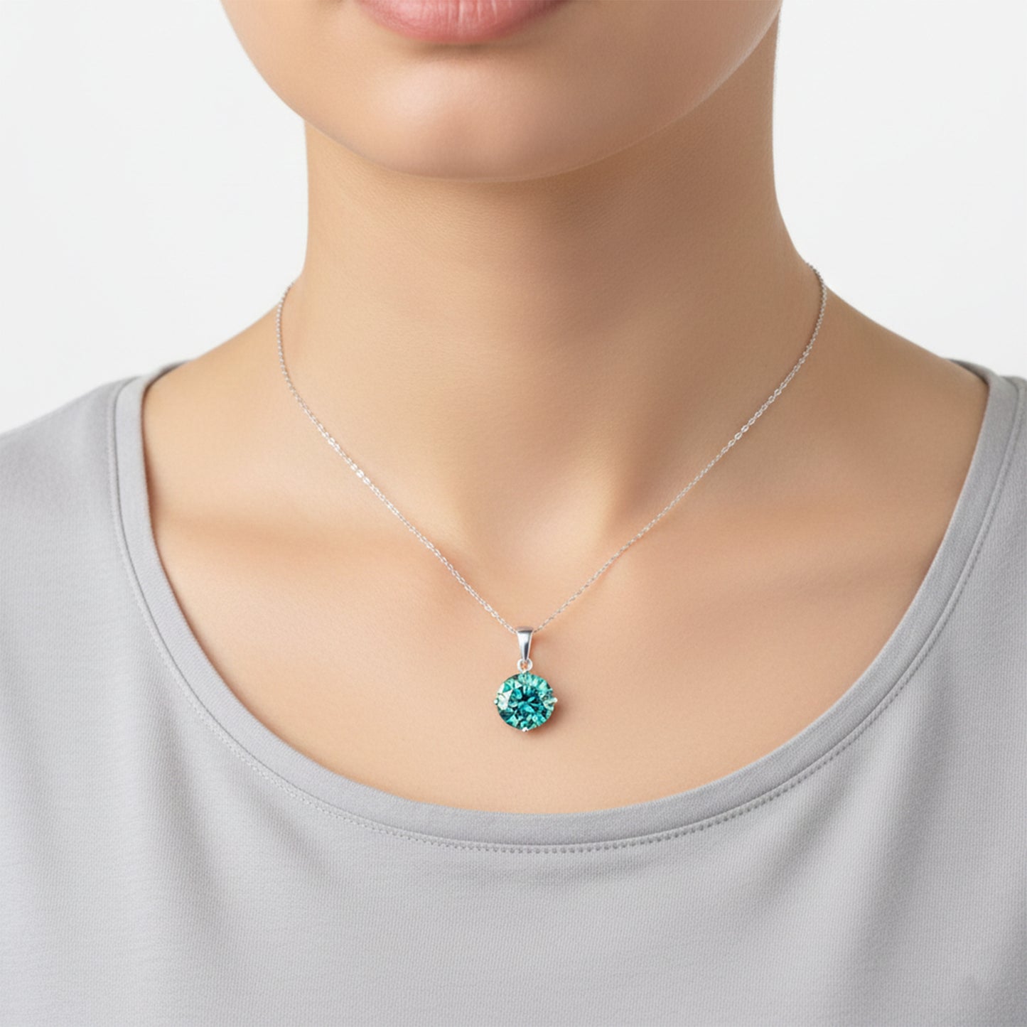 10.30 Carat Blue Moissanite Pendant in Gold Vermeil Great Gift for Any Occasion