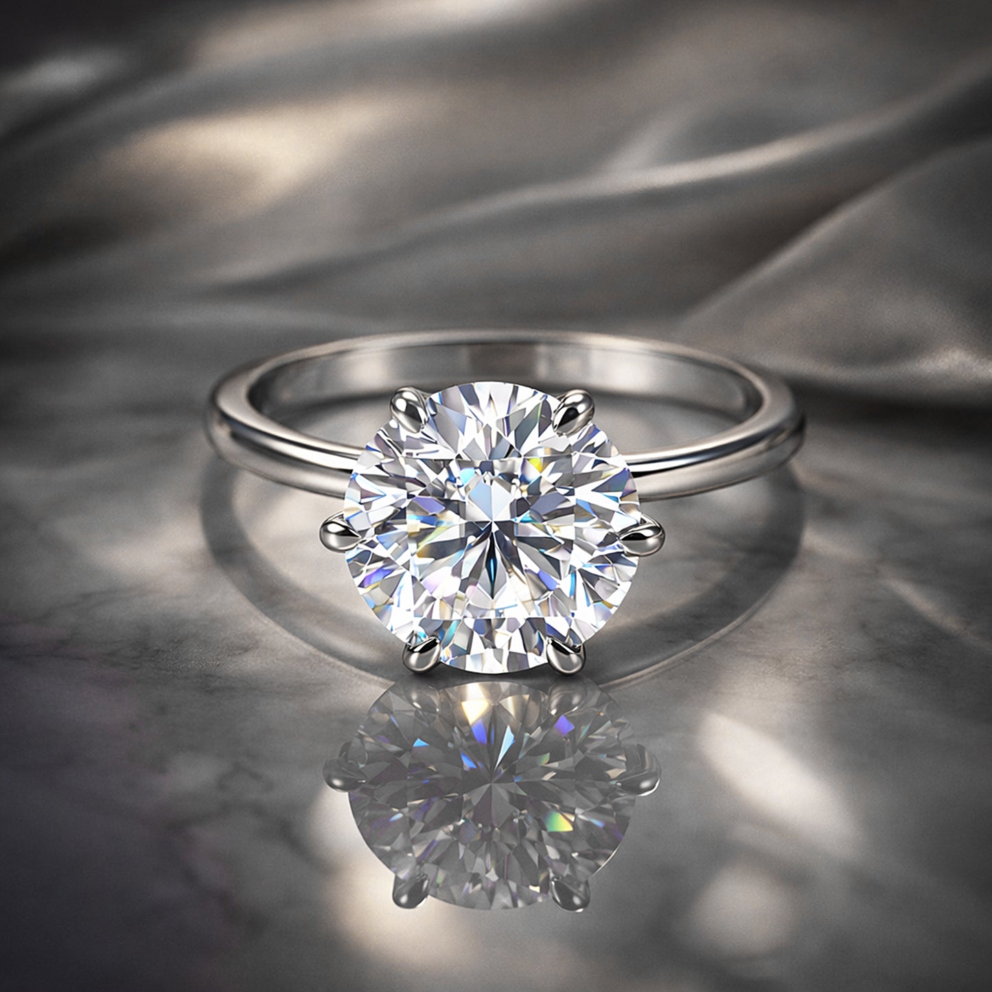 8.3ct DEW White Moissanite Round Solitaire Ring