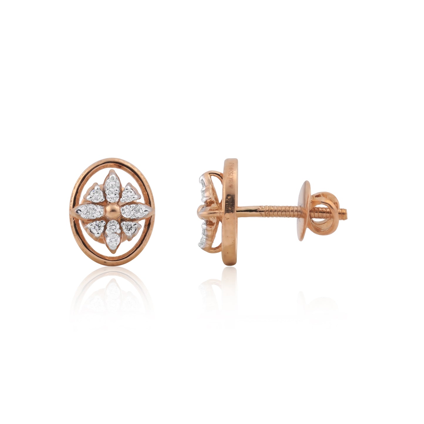 0.58 Ct.18KT Rose Gold Pendant And Earrings Set with  Natural Diamonds, IGI Cert