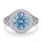 6.00 ct DEW Certified Blue Moissanite Ring – Wedding Gift in 18K Gold Plated
