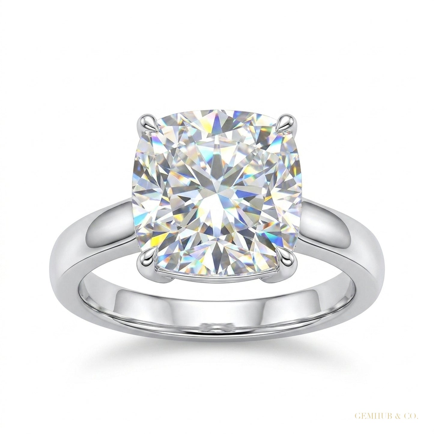 6.10 ct DEW Solitaire Moissanite Ring Engagement Gift Sparkle for Women 18K Gold Plated – white background main image
