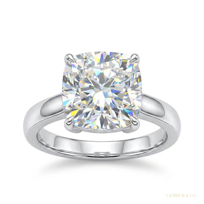 6.10 ct DEW Solitaire Moissanite Ring Engagement Gift Sparkle for Women 18K Gold Plated