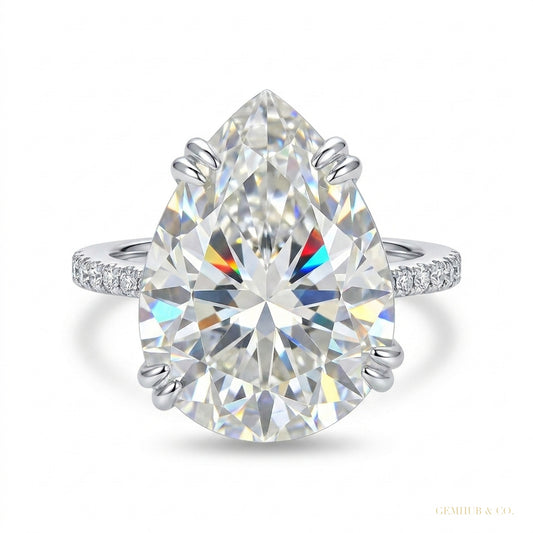 6.25 ct DEW Off White Moissanite Solitaire Ring in Certified Shine 18K Gold Plated Verm 18K Gold Plated – white background main image