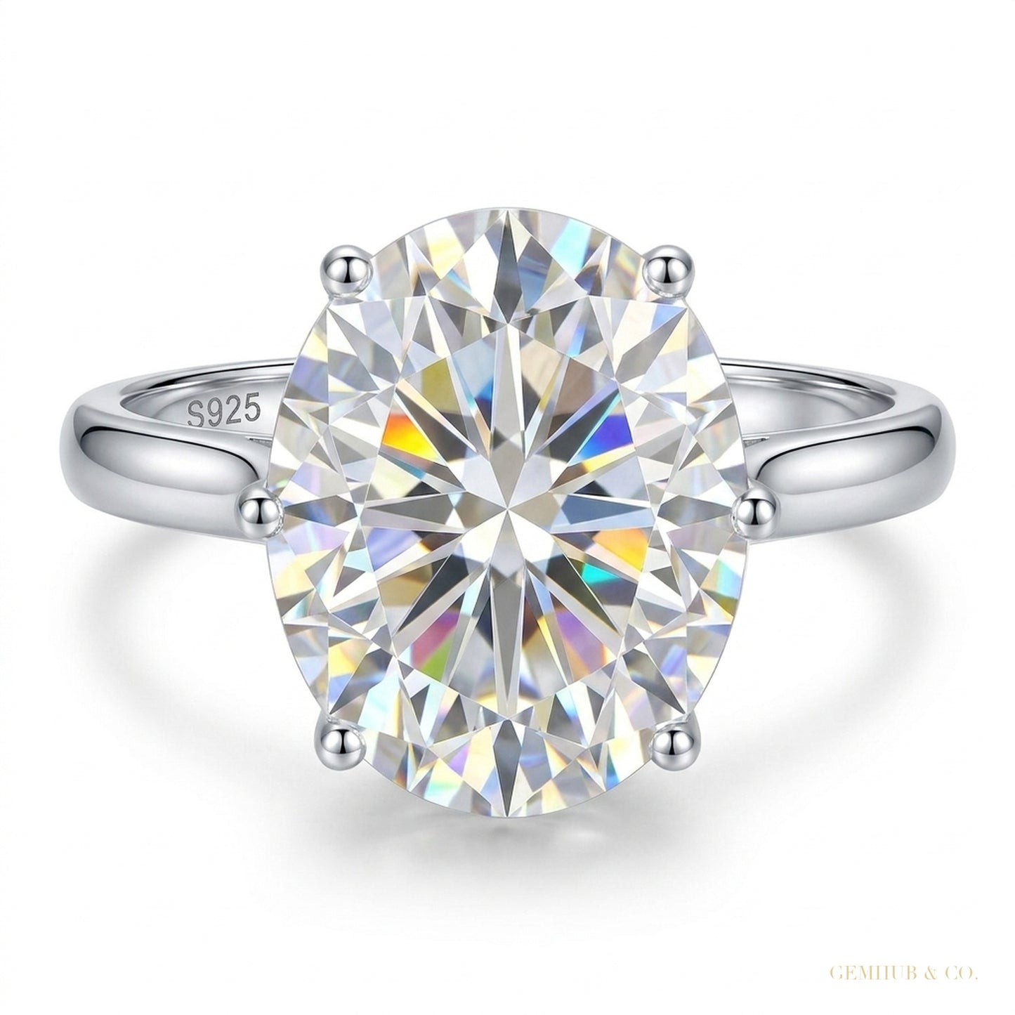6.50 ct DEW Oval Cut Off White Moissanite Ring in Anniversary Gift Her 18K Gold Plated 18K Gold Plated – white background main image