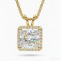 6.50 ct DEW Princess Cut White Moissanite Solitaire Pendant Gold Vermeil Certified