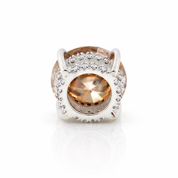 5.20 ct DEW Champagne Moissanite Pendant In Vermeil 925 Silver with Accents for Her Gift