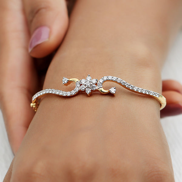 Natural 18KT Gold Diamond Bangle IGI Certified 1.59 Ct.  For women's jewelry