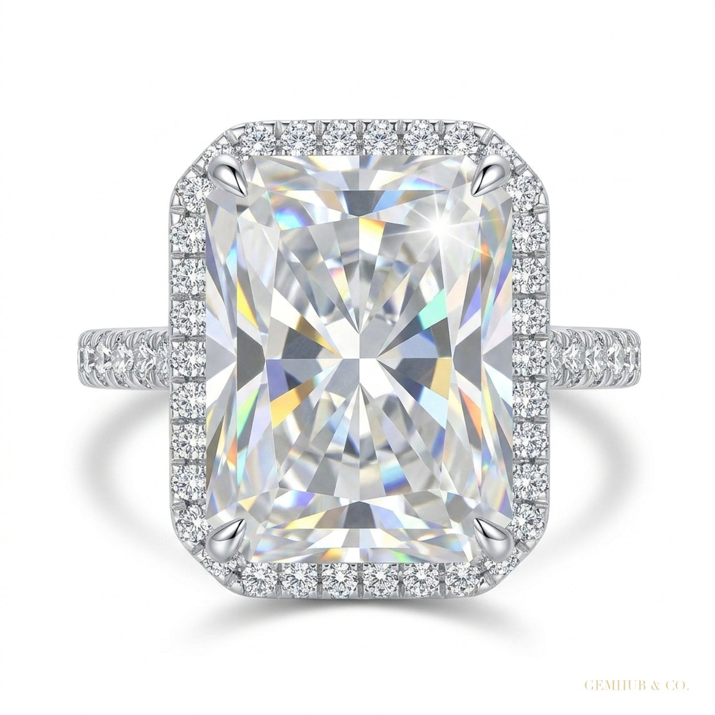7.10 ct DEW Radiant Cut Moissanite Solitaire Ring Engagement Gift Idea 18K Gold Plated 18K Gold Plated – white background main image